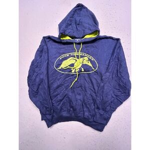 Duck Commander Hoodie Cotton Blend Navy Blue Neon Yellow XL Mens